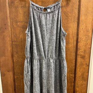 Old Navy Heather Gray Jersey Knit Tank Romper with Keyhole Back Pockets Size L